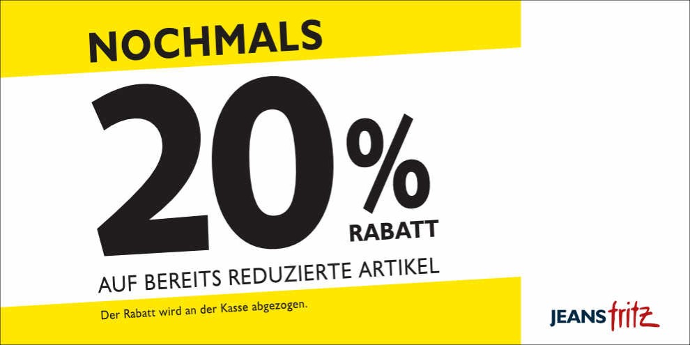 20% Rabatt bei Jeans Fritz